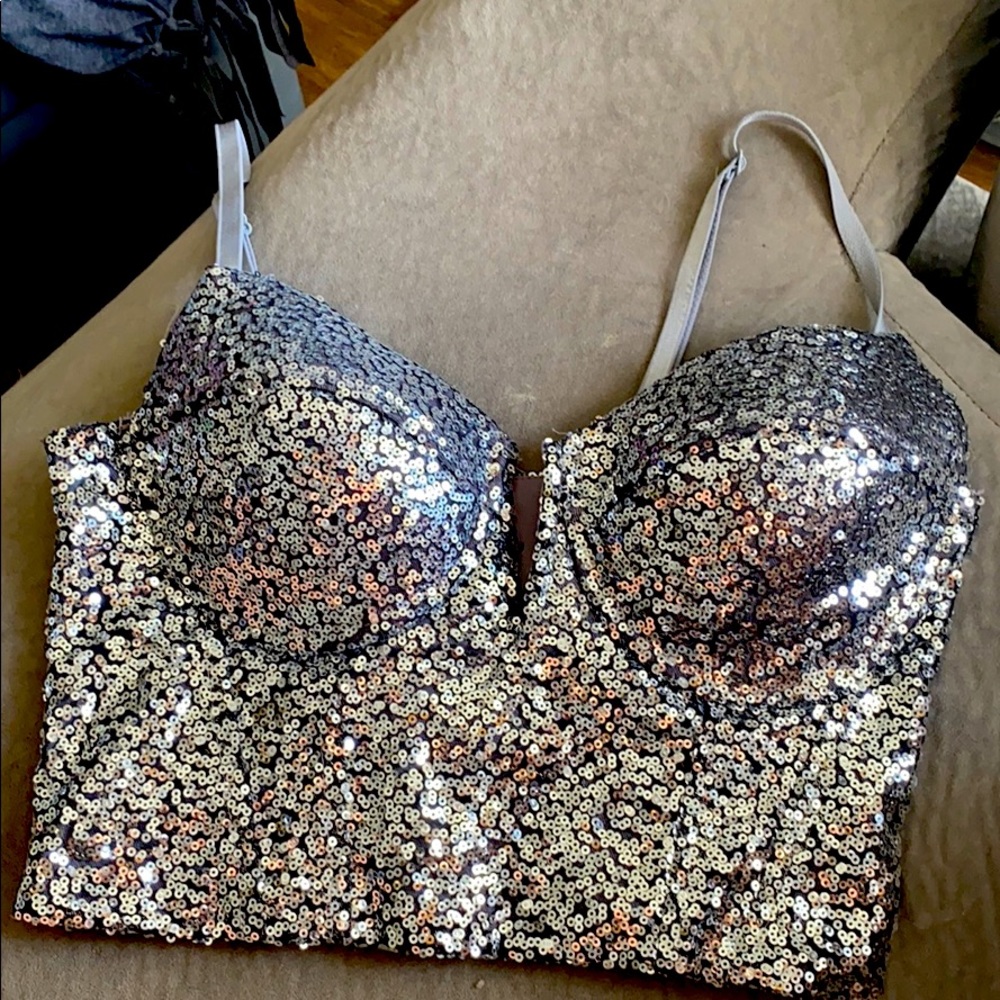 Silver sequin crop top!